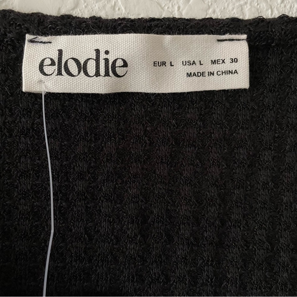 Elodie Waffle Knit Long Sleeve V-Neck Crop Top NWT - Picture 8 of 10